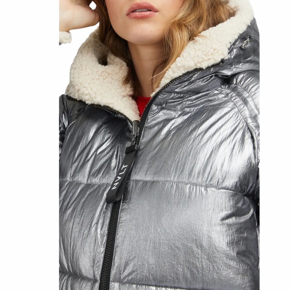 NVLT Silver Reversible Down Puffer Sherpa Jacket - Picture 4 of 16